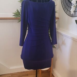 Royal Blue Bodycon Cocktail Dress with Bateau Neckline